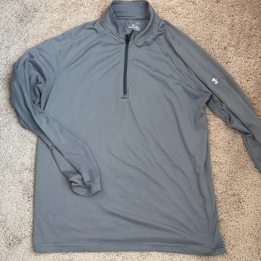 Under Armour Men's Gray Striped Quarter-Zip Jacket